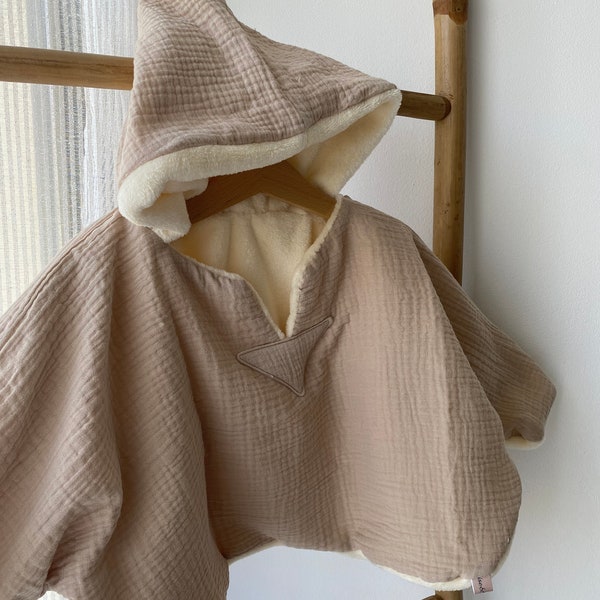 Cape poncho intérieur polaire/ veste bébé 16 couleurs disponibles