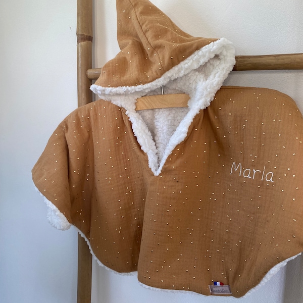 Cape poncho personnalisé intérieur Sherpa / veste bébé 16 couleurs disponibles