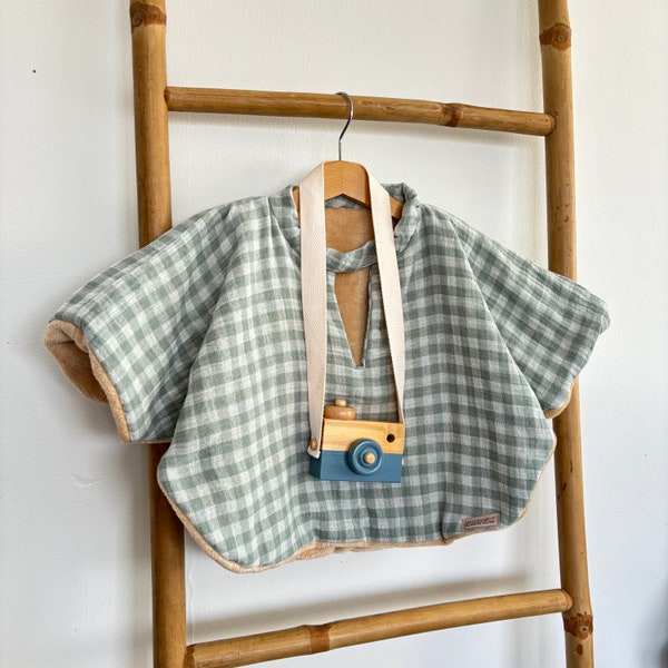 Cape Poncho vichy, poncho enfant, poncho de voiture, poncho de printemps, poncho bébé