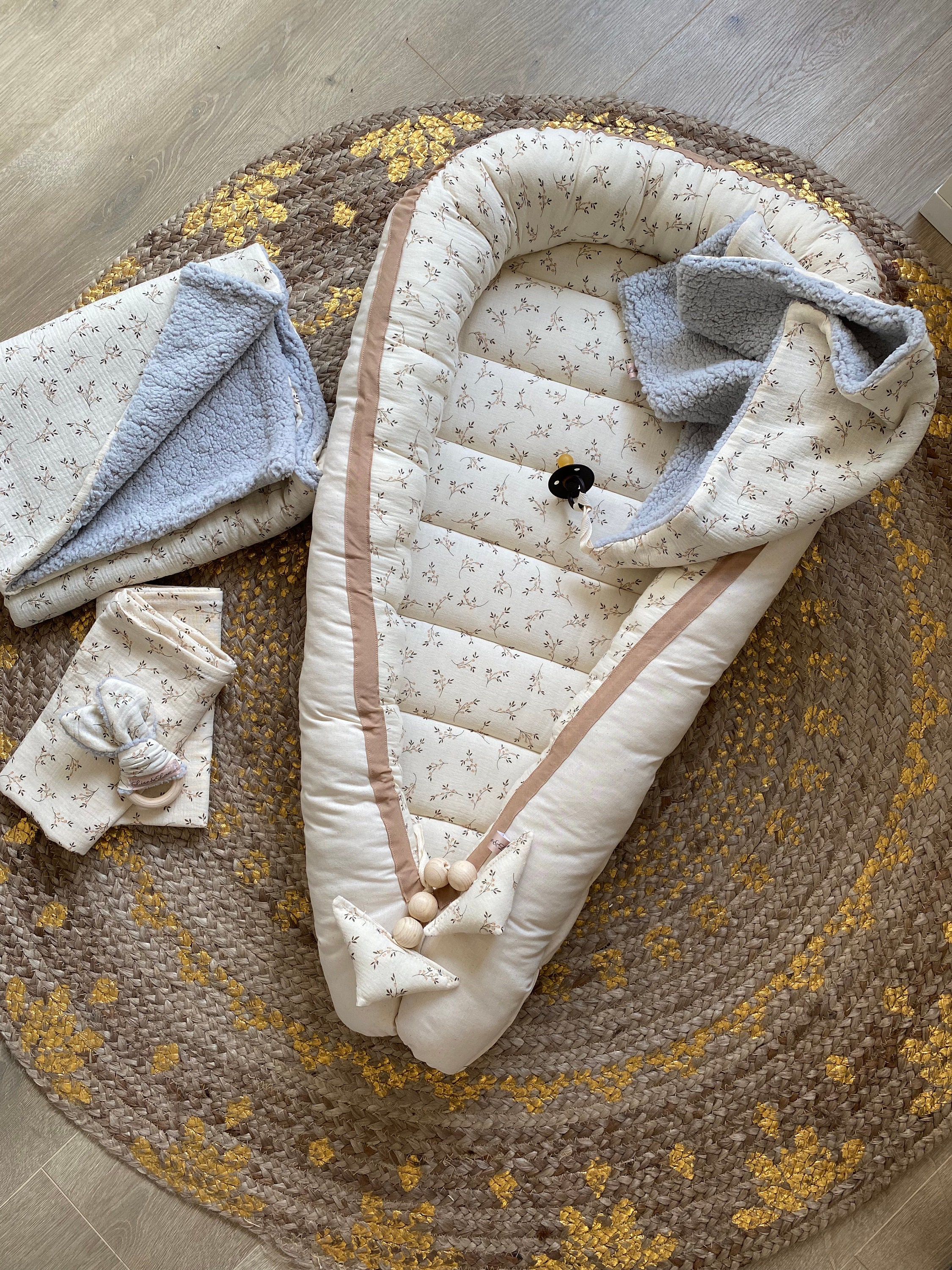 Nid de Bébé en Double Gaze Coton Biologique Certifié Gots, Réducteur Lit, Cocon