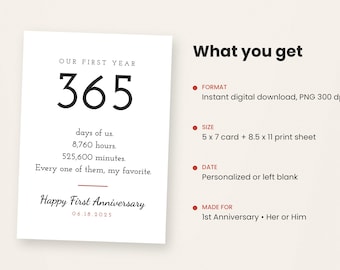 365 dagar av oss ett årsdagskort (digital nedladdning)