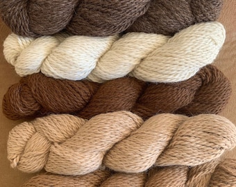 Luxurious, worsted weight, natural alpaca yarns that are warm, soft, plush and naturally hypoallergenic.