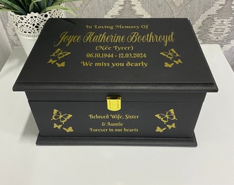 Large Ashes Casket/Urn/Box with Catch - Cremation Memorial Urn Casket Box Keepsake Customised Unique - Personalised & Handmade