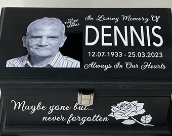 Ashes Casket/Urn/Box with Photo & catch - Cremation Memorial Urn Casket Box Keepsake Customised Unique - Personalised Handmade