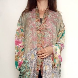 Patchwork Kimono Robe. Bohemian Kimono. Long Kimono Jacket.