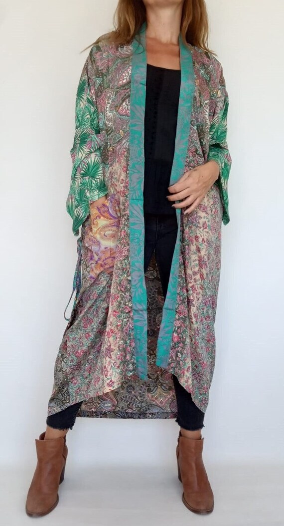 Boho Patchwork Kimono Robe. Bohemian Kimono. Long Kimono - Etsy