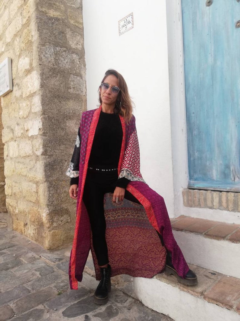 Silk kimono cardigan Kimono Robe Kimono jacket Kimono dress. Boho silk dress Silk Kimono