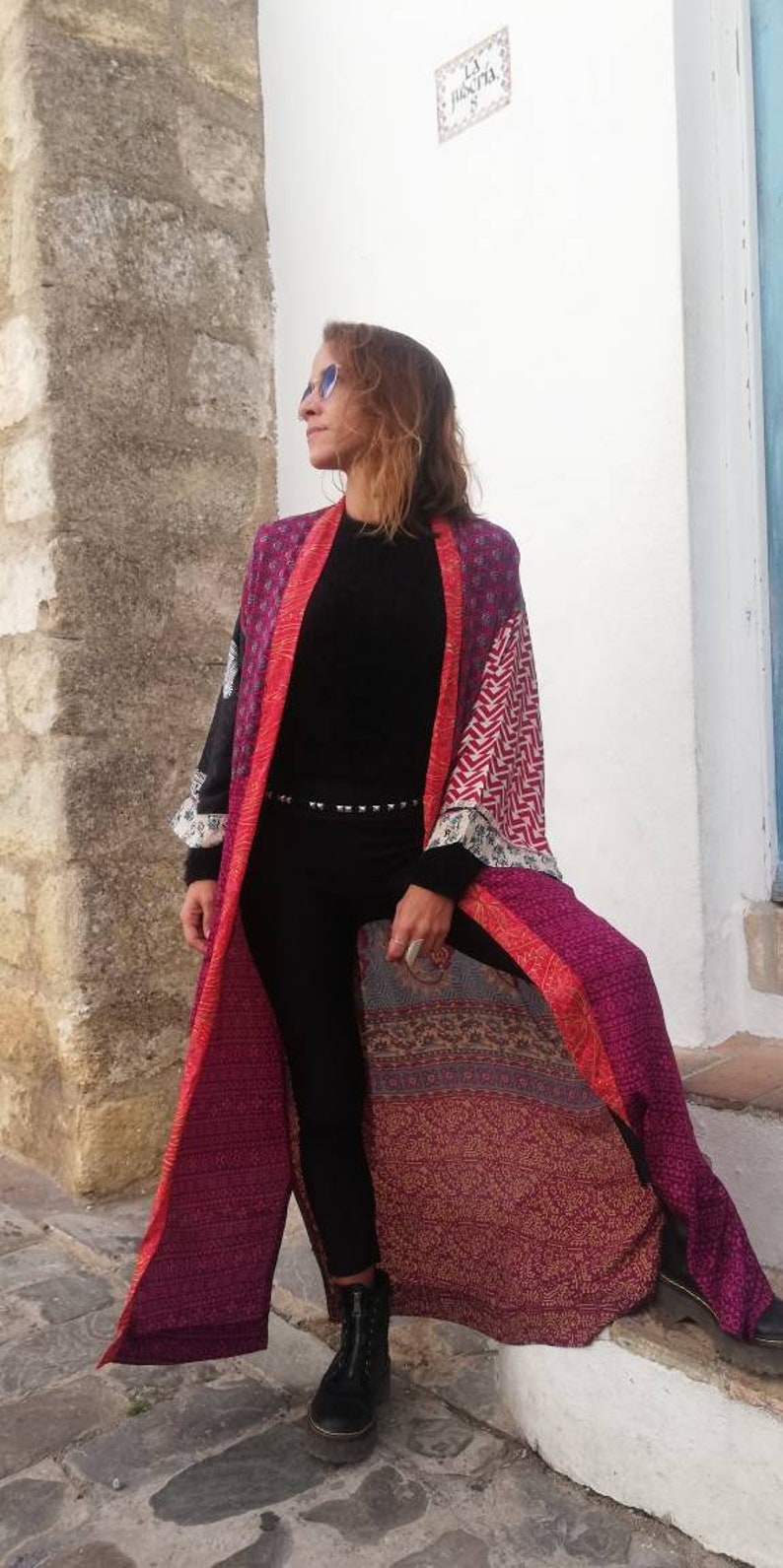 Silk kimono cardigan Kimono Robe Kimono jacket Kimono dress. Boho silk dress Silk Kimono