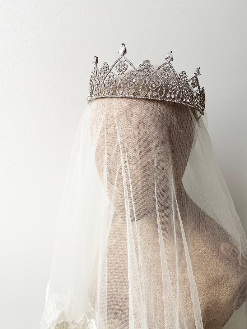 Bridal Tiara Flower Bridal Tiara Wedding Diadem Silver Wedding Etsy