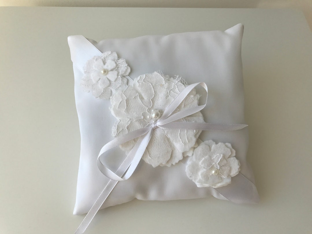 Flower Wedding Pillow Lace Wedding Pillow Vintage Lace Cushion Etsy UK