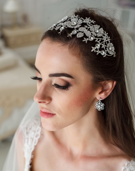 Flower Tiara Flower Headpiece Wedding Headband Flower Etsy