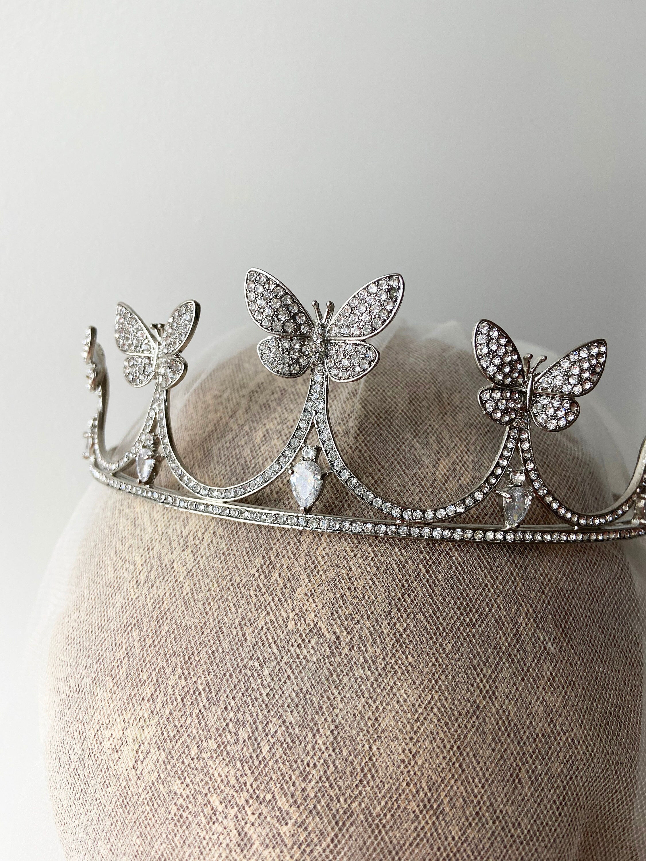 Butterfly wedding tiara Silver wedding tiara Butterfly bridal Etsy