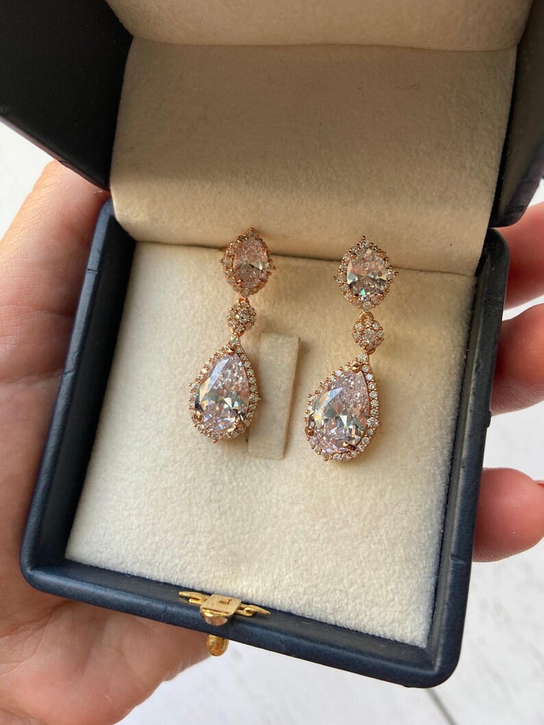 Rose Gold Wedding Oorbellen Rose bruiloft sieraden Rose gouden