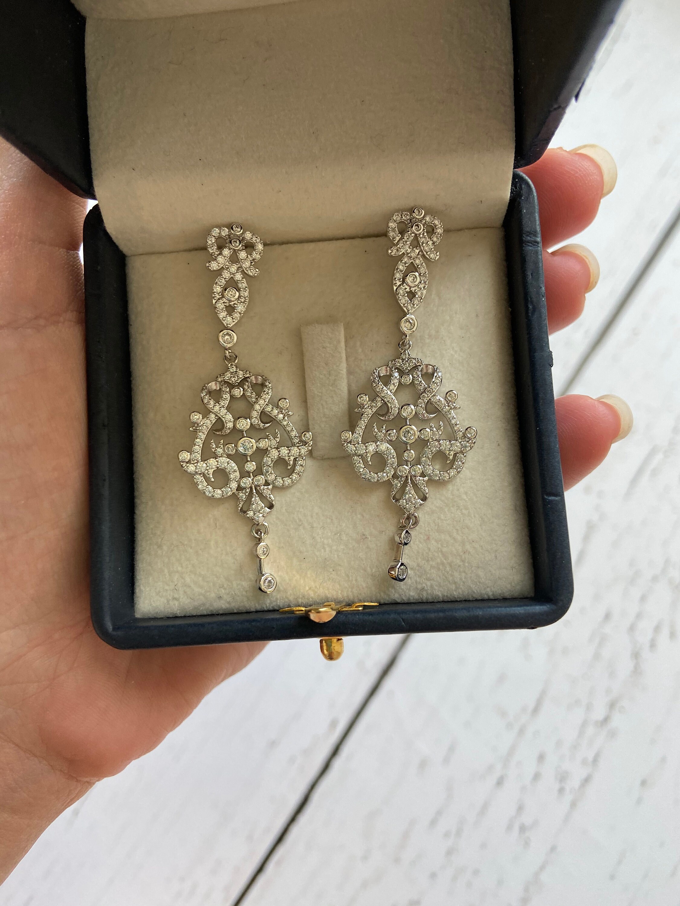 Chandelier Bridal Earrings Swarovski Bridal Earrings Silver Etsy