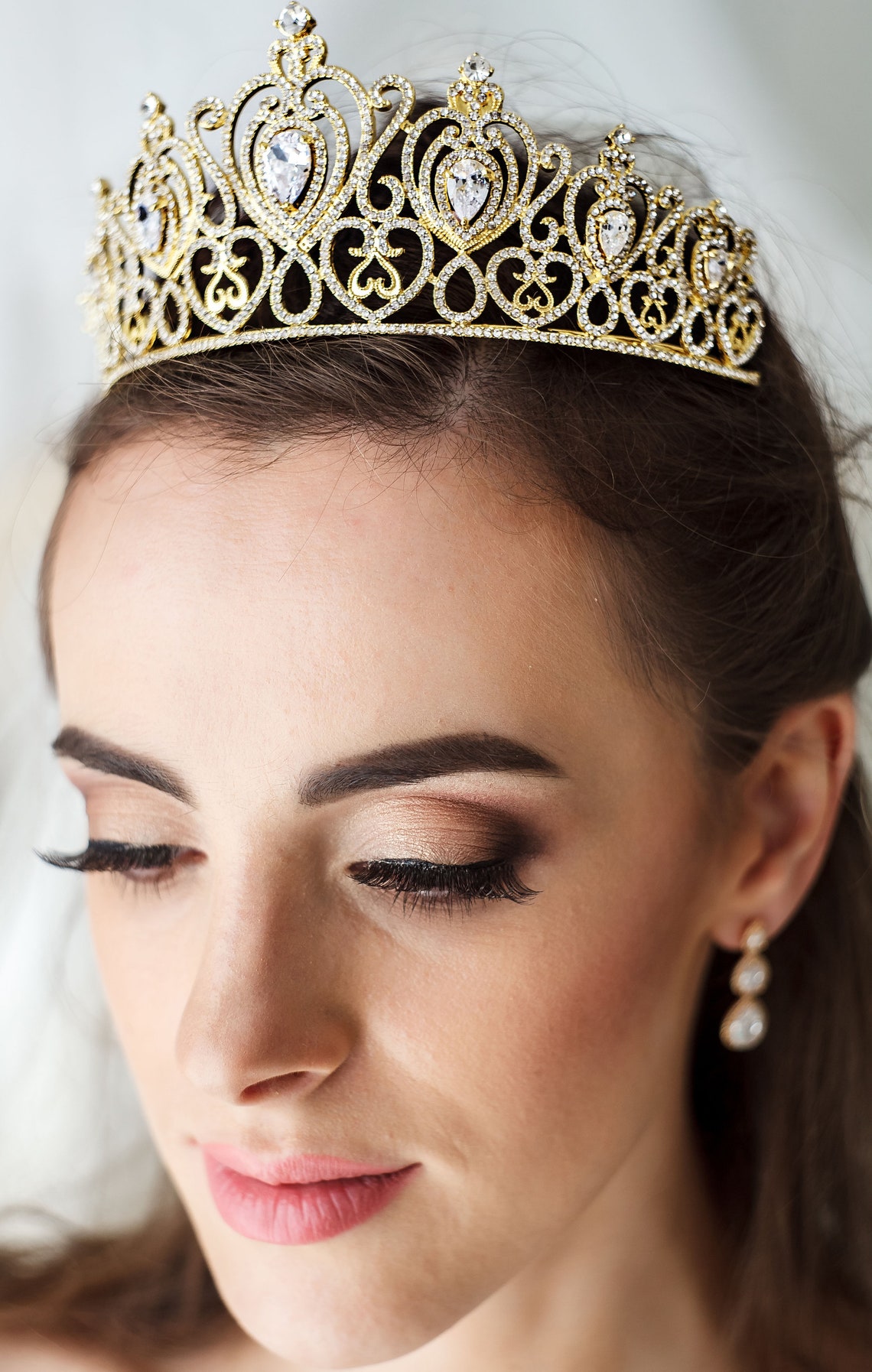 Gold Tiara Gold Crystal Tiara Gold Swarovski Tiara Gold Rhinestone