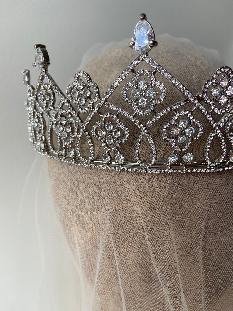 Bridal Tiara Flower Bridal Tiara Wedding Diadem Silver Wedding Etsy