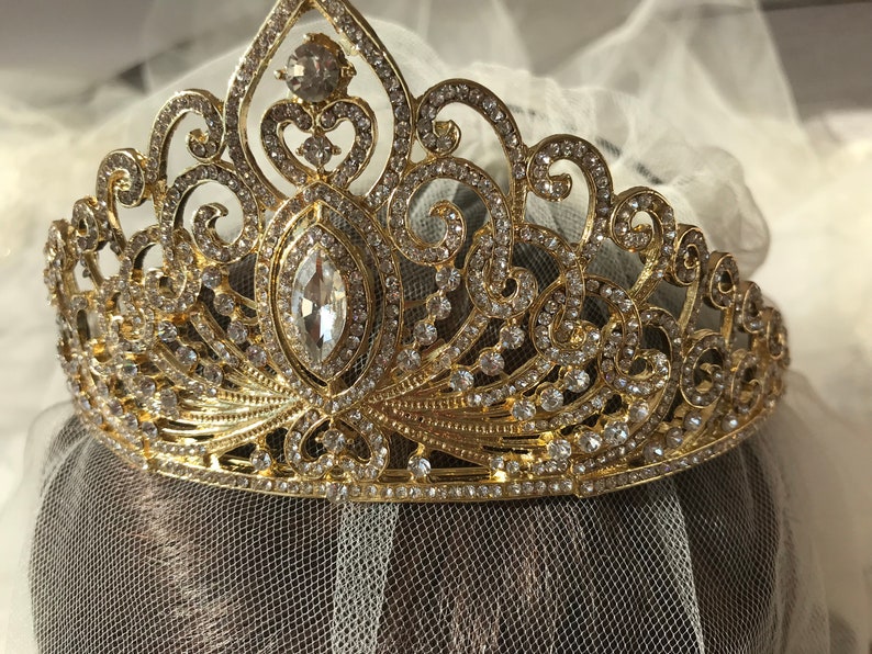 Gold Wedding Tiara Gold Crystal Bridal Tiara Swarovski Tiara Etsy