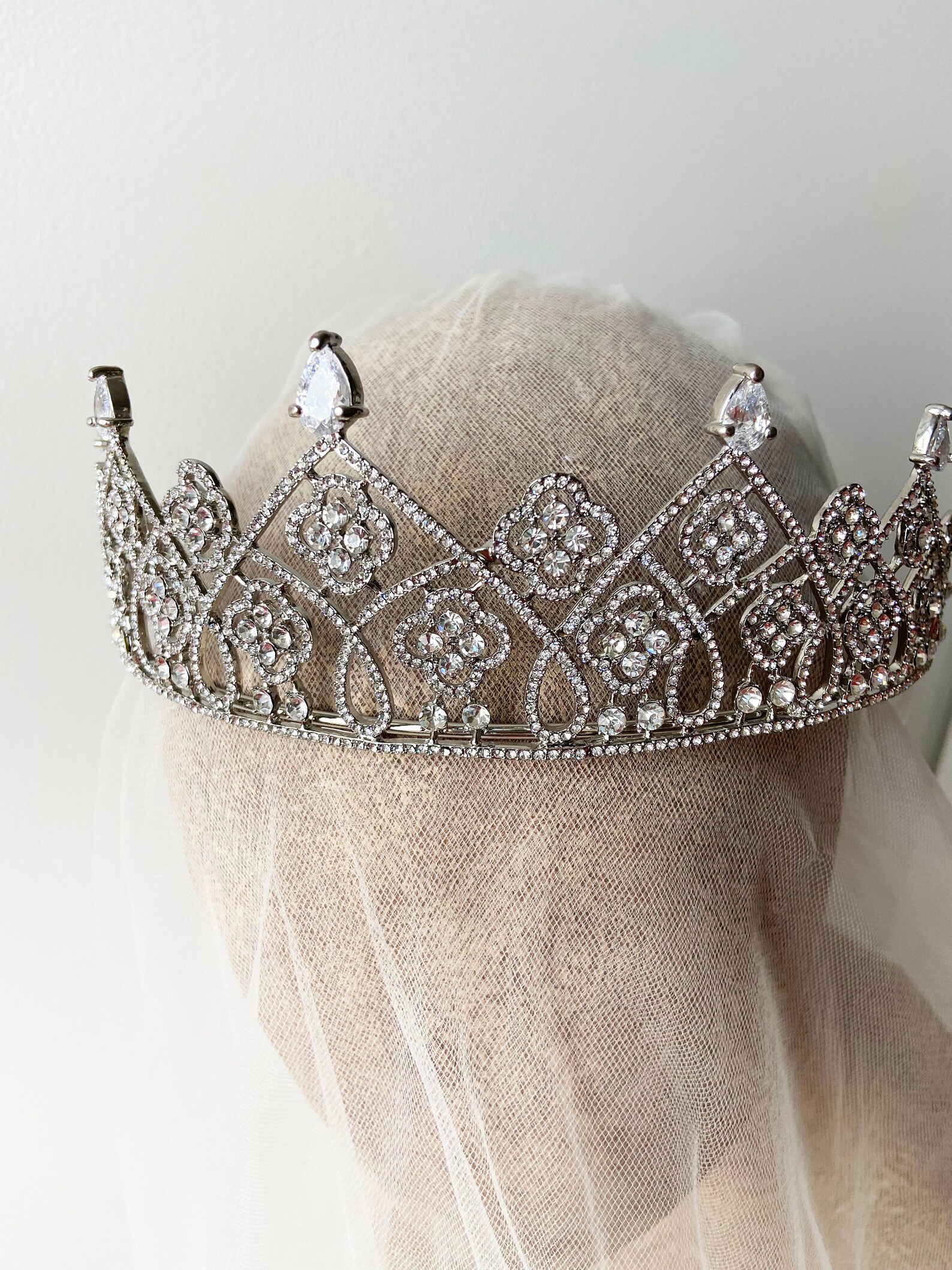 Bridal Tiara Flower Bridal Tiara Wedding Diadem Silver Wedding Etsy