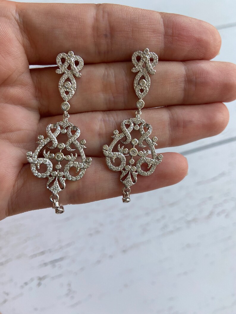 Chandelier Bridal Earrings Swarovski Bridal Earrings Silver Etsy