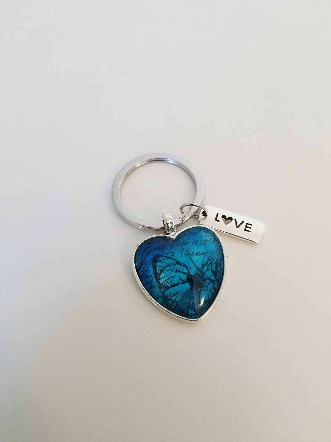 Custom Blue Heart Keyring Inspirational Accessories Unique Etsy New
