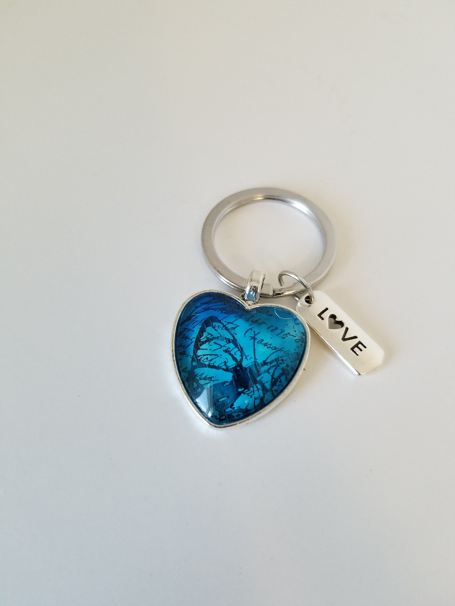 Custom Blue Heart Keyring Inspirational Accessories Unique Etsy New