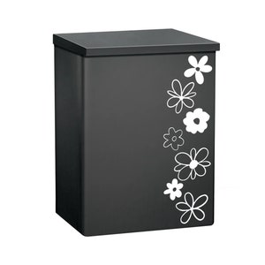 Black Mid-Century Modern Floral Mailbox, Wall Mount Mailbox, Modern Cute Matte Black Mail Box Outdoor Letterbox, Mailbox Wall Mount, Unique