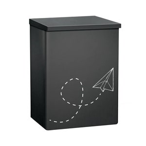 Mailbox Wall Mount Mailbox Modern, Black Mailbox Wall Mounted Mailbox Modern Letterbox, Steel Postbox Cute Paper Airplane, Hanging Mailbox