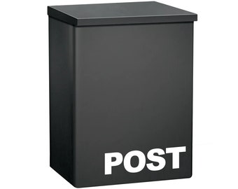 Sleek Matte Black Wall-Mounted Mailbox: Modern Metal Letterbox for Indoor & Outdoor Use