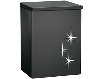 Matte Black MCM Wall Mount Mailbox: Steel Letterbox with White Stars