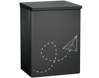 Modern Black Steel Wall Mount Mailbox: Paper Airplane Design