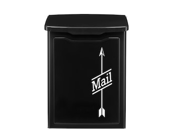 Black Mailbox, Wall Mount Mailbox, Mailbox Modern, Cute Black Mail Box Outdoor, Mailbox Wall Mount, Unique Mailbox, Contemporary Letterbox