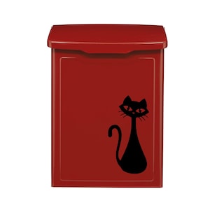 Red MCM Cat Mailbox: Modern Metal Wall Mount Letterbox