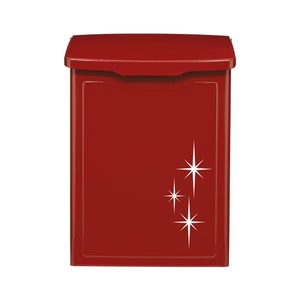 Red MCM Stars Metal Mailbox: Mid-Century Modern Wall Mount Letterbox