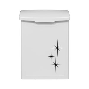 White Mid-century Modern Stars Mailbox, Wall Mount Mailbox, Modern Cute