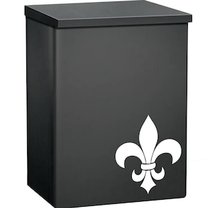 Matte Black Steel Mailbox: Modern Fleur de Lis Letterbox