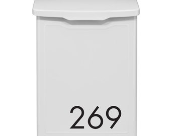 Buzón de metal blanco personalizado: buzón de pared con números personalizados