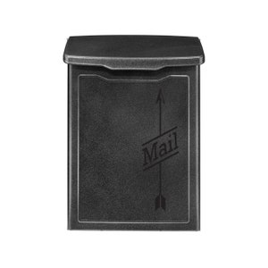Modern Style Mailbox with Arrow Motif, Pewter-Color Wall Mount Steel Contemporary Metal Letter Box