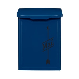 Modern Blue Wall Mount Mailbox: Embossed Arrow Design