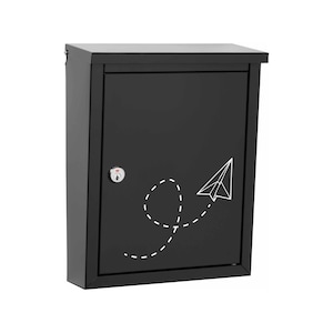 Black Mid-Century Modern Mailbox, Locking Wall Mount Mailbox Modern Cute Black Mail Box Lockable Letterbox Mailbox Wall Mount Unique Mailbox