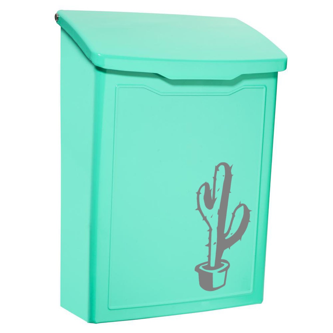 Wall Mount Mailbox With Cactus Aqua Mailbox Modern Cute Mail Etsy