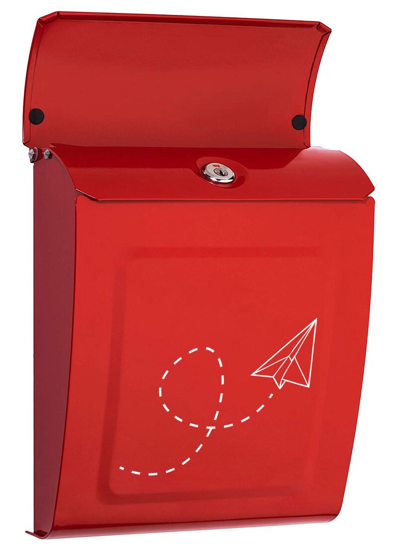 Locking Mailbox Wall Mount Mailbox Modern Red Mailbox Wall Etsy