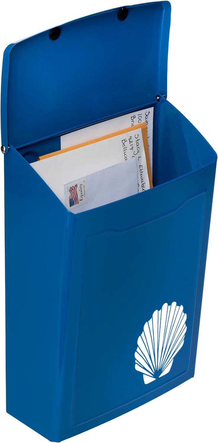 Blue Sea Shell Wall-mounted Modern Mailbox: Colorful Steel Letterbox ...