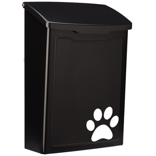 Shops Black Mailbox with Paw Print, Wall Mount Mailbox, Modern Style Mailbox, Cute Mail Box Outdoor, Mailbox Wall Mount, Contemporary Letterbox