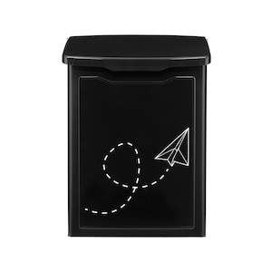 Modern Black Wall Mount Mailbox: Paper Airplane Design