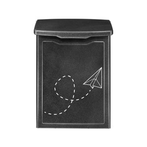Modern Charcoal Wall Mount Mailbox with Paper Airplane Design - Unique Outdoor Contemporary Letterbox