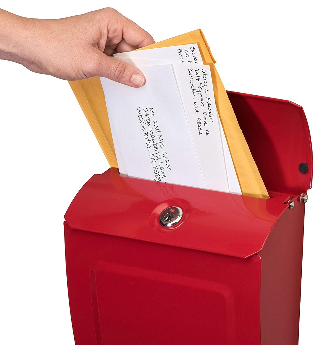 Locking Mailbox Wall Mount Mailbox Modern Red Mailbox Wall Etsy