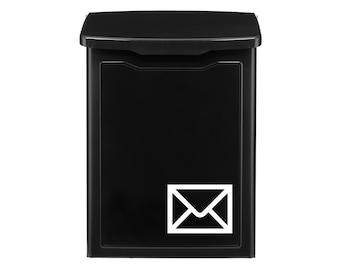 Modern Contemporary Mailbox with Envelope Motif, Wall Mount Letterbox, Wall Mount Mailbox, Black Metal Letter Box - Free Shipping!