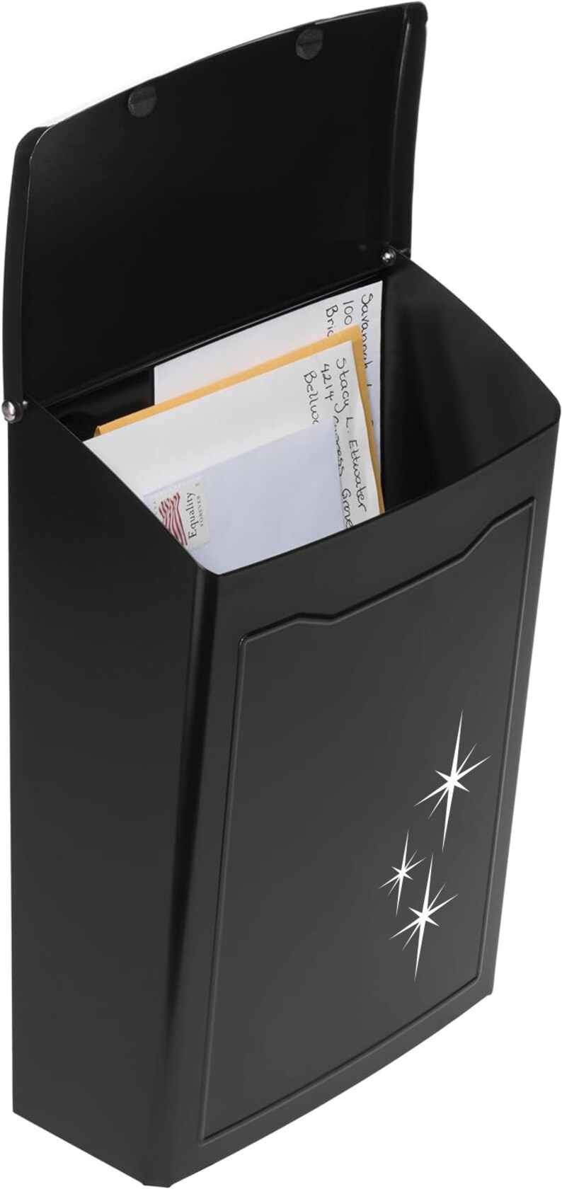 Black MCM Stars Wall Mount Mailbox: Modern Contemporary Letterbox ...