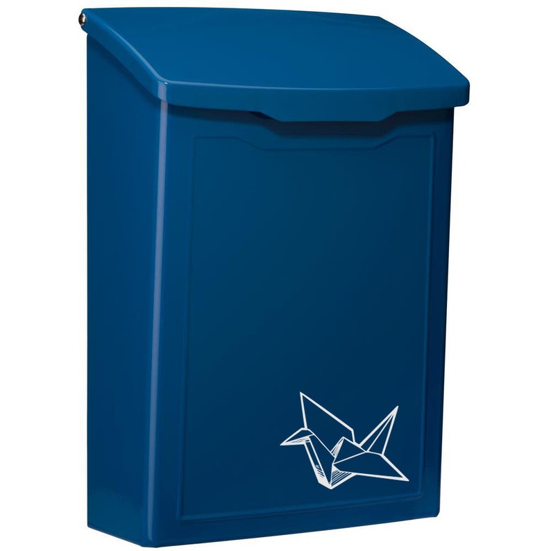 Blue Mailbox Wall Mount Mailbox Modern Cute Blue Mail Box Etsy