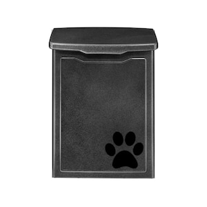 Pewter-Color Mailbox with Paw Print, Wall Mount Mailbox, Modern Cute Mail Box Outdoor, Mailbox Wall Mount, Contemporary Letterbox